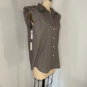 Aritzia Babaton Shoulder Pad Gray Button-Up